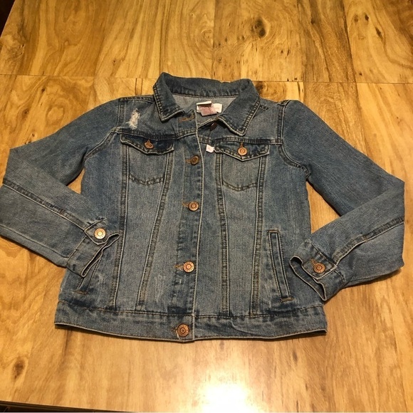 NWOT Tommy Bahama Jacket Kids Girls 10 Blue Medium Wash Denim Distressed - Picture 1 of 10